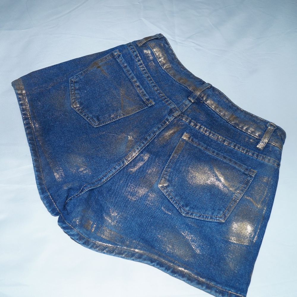 Denim and gold shorts brand new